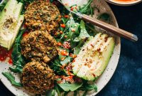 Herb-Infused Vegan Falafel with Smoky Roasted Red Pepper Dip