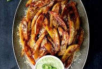Crispy Oven Fries with Spicy Pesto Aioli Dip