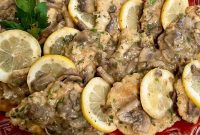 Chicken Francese with Mushrooms in White Wine Butter Sauce