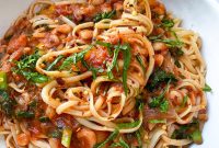 Creamy White Bean & Kale Pasta with Garlic and Lemon