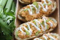 Buffalo Chicken Potato Skins with Greek Yogurt Ranch Dip