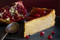 Basque Cheesecake with Tangy Pomegranate Molasses Glaze