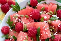 Watermelon, Arugula & Goat Cheese Salad with Balsamic Glaze
