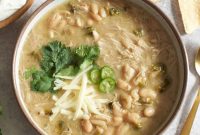 Creamy White Chicken Chili with Roasted Poblano Peppers