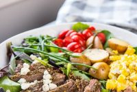 Slow-Cooked Steak Salad with Warm Vegetables and Tangy Dressing