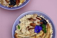 Caramelized Banana Porridge with Pecans, Almond Butter & Jam Inspired by Levi Roots