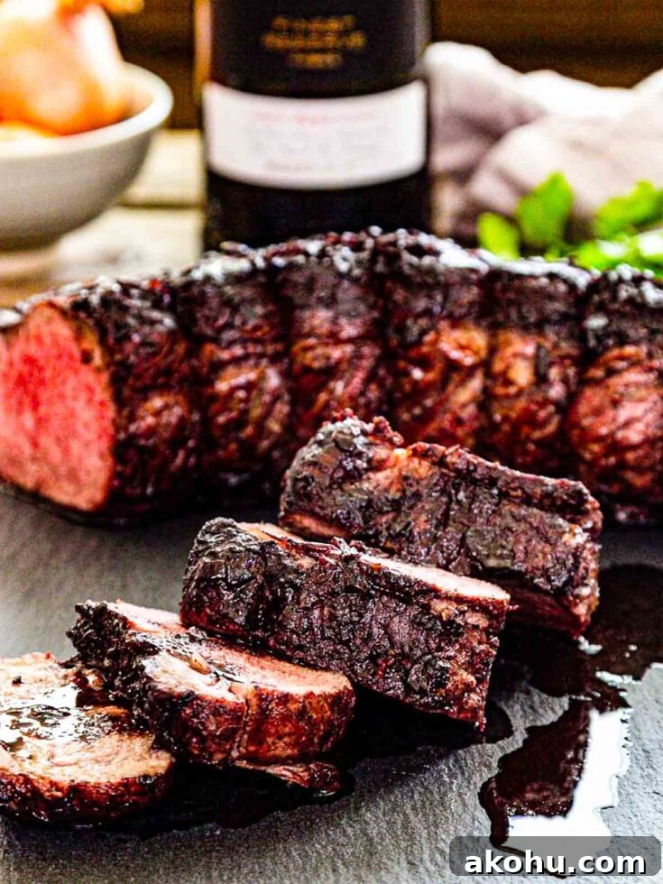 Roast beef on a platter.
