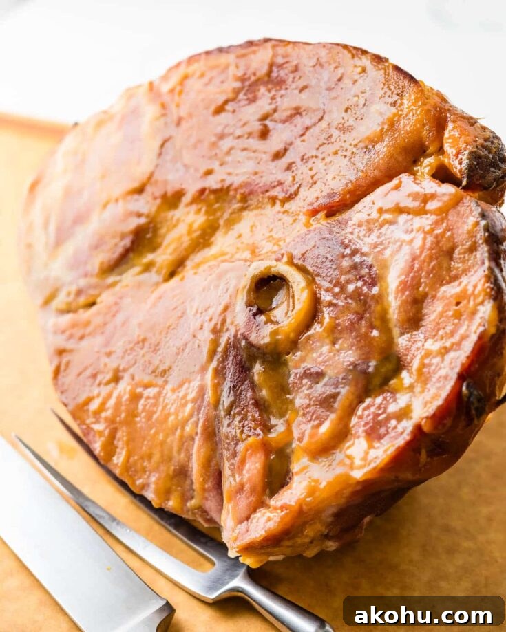 Resting the baked shank on a cutting board.
