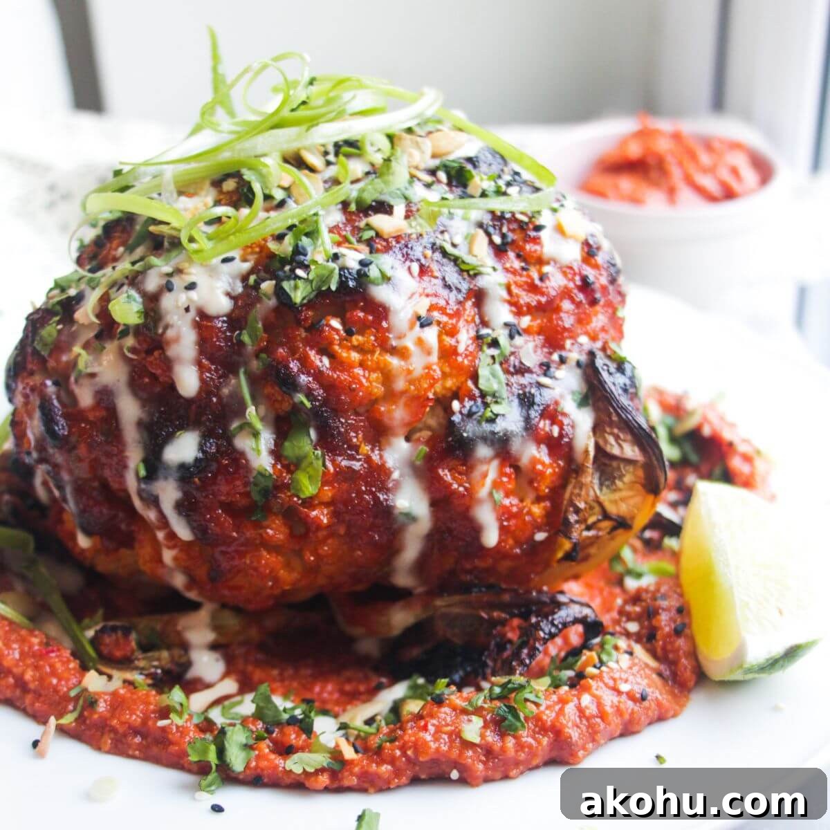 Image for Whole Roasted Cauliflower with Tomato Pesto