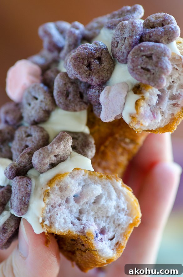 Boo Berry Donuts - using General Mills Monster Cereal collection and Pillsbury Grands! Blueberry Biscuits!