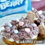 Boo Berry Donuts - using General Mills Monster Cereal collection and Pillsbury Grands! Blueberry Biscuits!