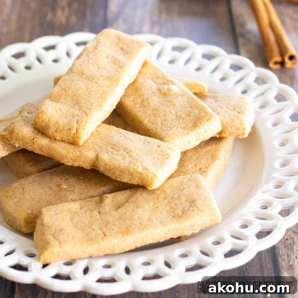 cinnamon shortbread cookies recipe on small decorative plate
