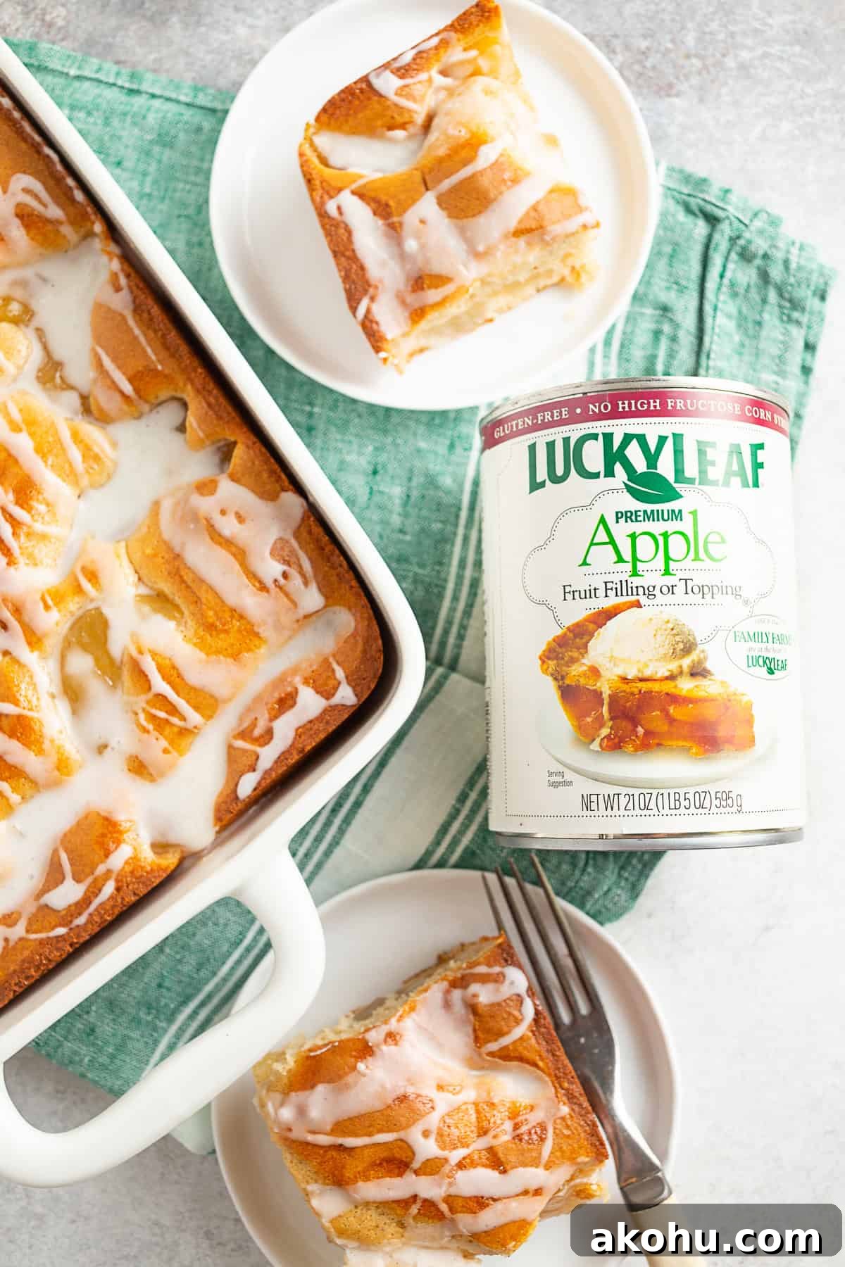 Apple Pie Filling Coffee Cake Recipe — Warm, Spiced Dessert 7 Apple Pie Filling Coffee Cake on a table with a can of fruit filling.