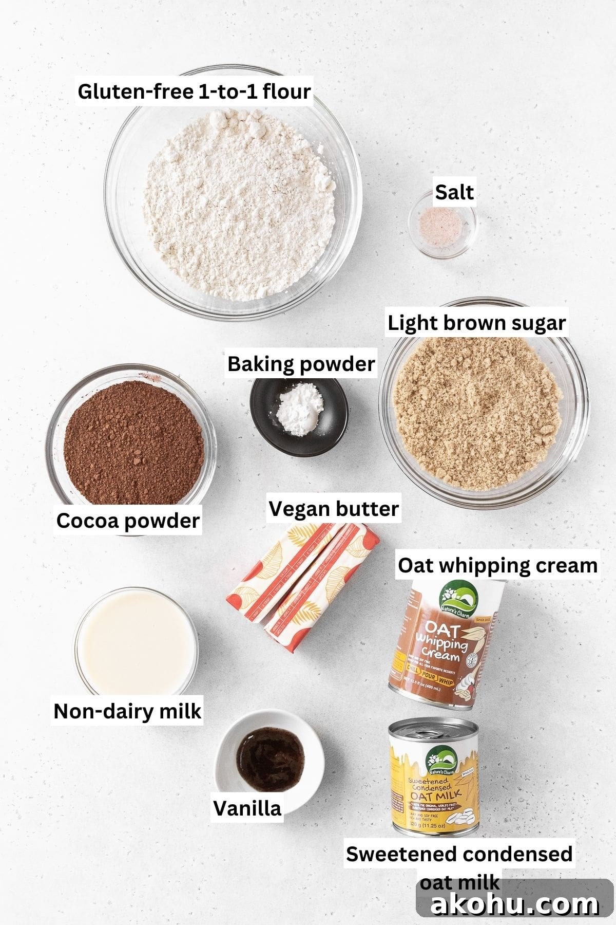 Gluten-Free Ice Cream Sandwiches You’ll Love 4 All of the ingredients for gluten-free ice cream sandwiches on a white background.