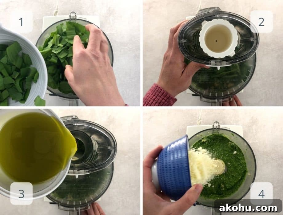 Ramp Pesto with Fresh Basil and Spinach: Spring Garlic Sauce 4 step by step