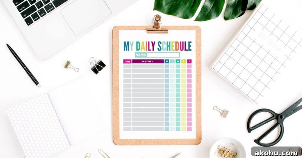 daily schedule printable for kids