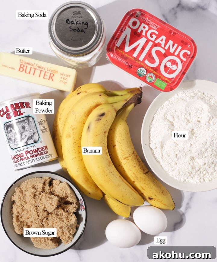 Miso Banana Bread Recipe: Savory-Sweet Loaf with Umami 3 ingredients for miso banana bread