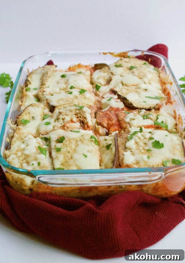 Low-Carb Eggplant Parmesan Lasagna Recipe for Keto Meals 2 Eggplant Lasagna Recipe in Pan