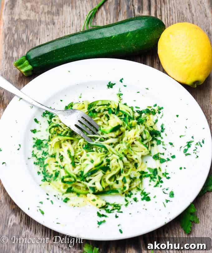 Garlic Lemon Zucchini Noodles Recipe with Parmesan 3 Garlic lemon zucchini noodles