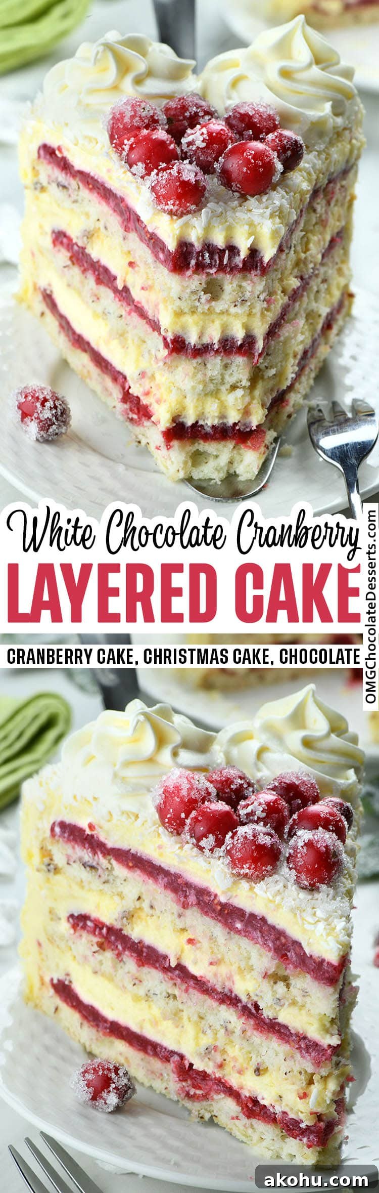 White Chocolate and Cranberry Layer Cake Recipe 6 this cake makes a striking Christmas presentation, and it’s worthy to take a central place on the holiday table.