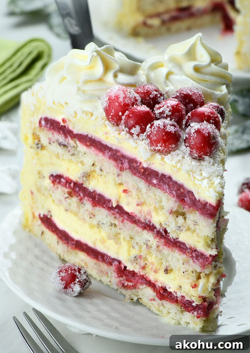 White Chocolate and Cranberry Layer Cake Recipe 3 Piece of White Chocolate Cranberry Layered Cake