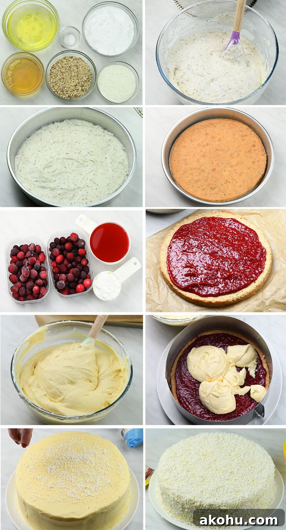 White Chocolate and Cranberry Layer Cake Recipe 4 White Chocolate Cranberry Layered Cake instructions images.