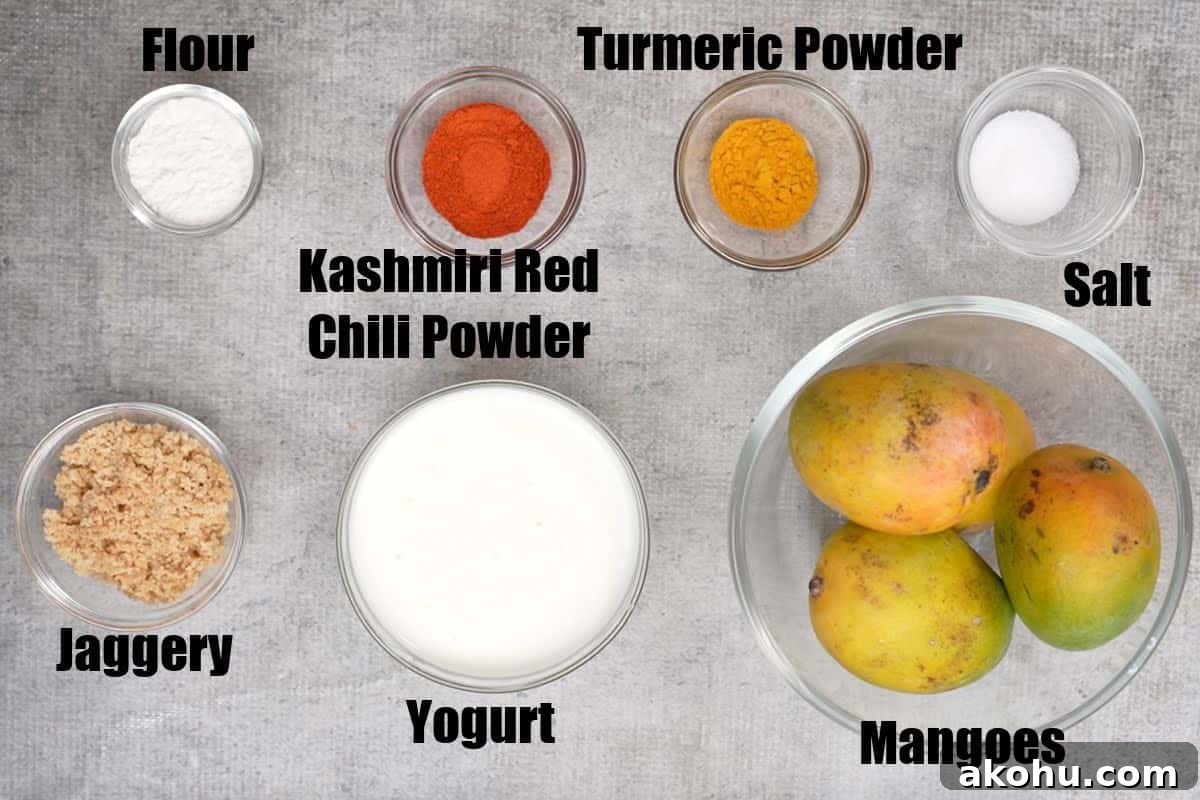 mambazha pulissery curry ingredients 1