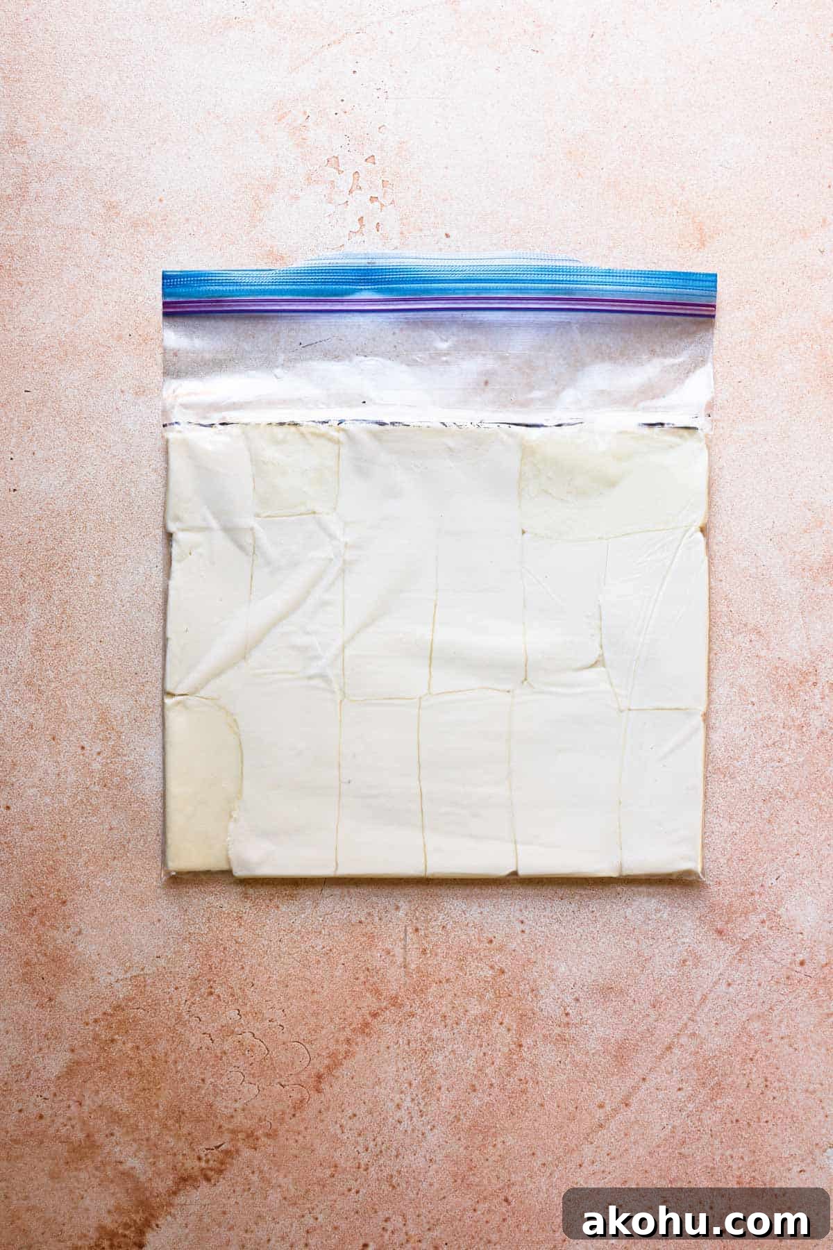 A block of butter for laminating dough