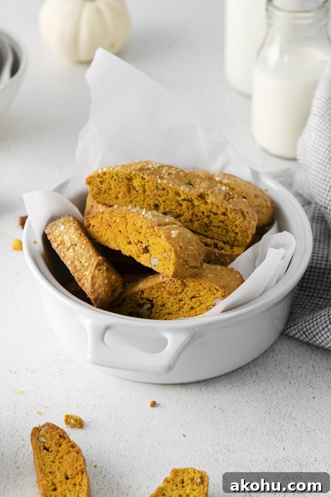 Crunchy Pumpkin Biscotti Recipe for Fall Baking 2 Pumpkin biscotti on a plate