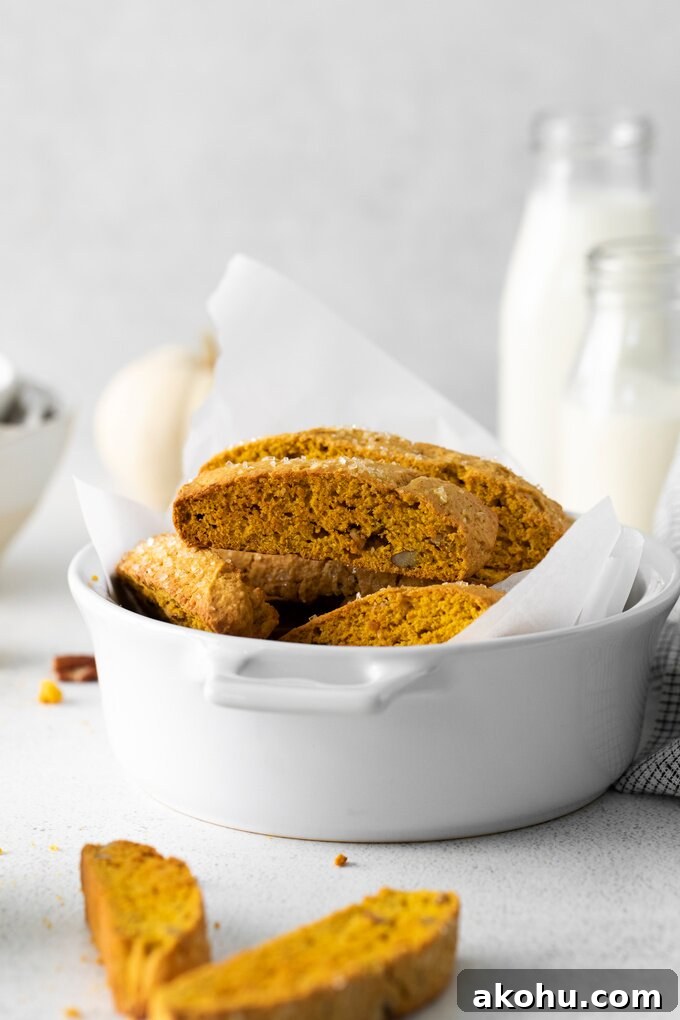 Crunchy Pumpkin Biscotti Recipe for Fall Baking 7 Stack of pumpkin biscotti