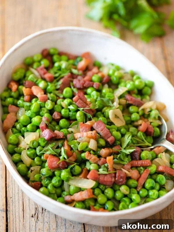Creamy Pea and Basil Pesto Risotto 10 Peas and pancetta in a large serving bowl