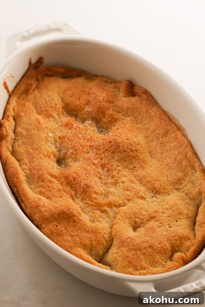 crescent roll peach cobbler after baking