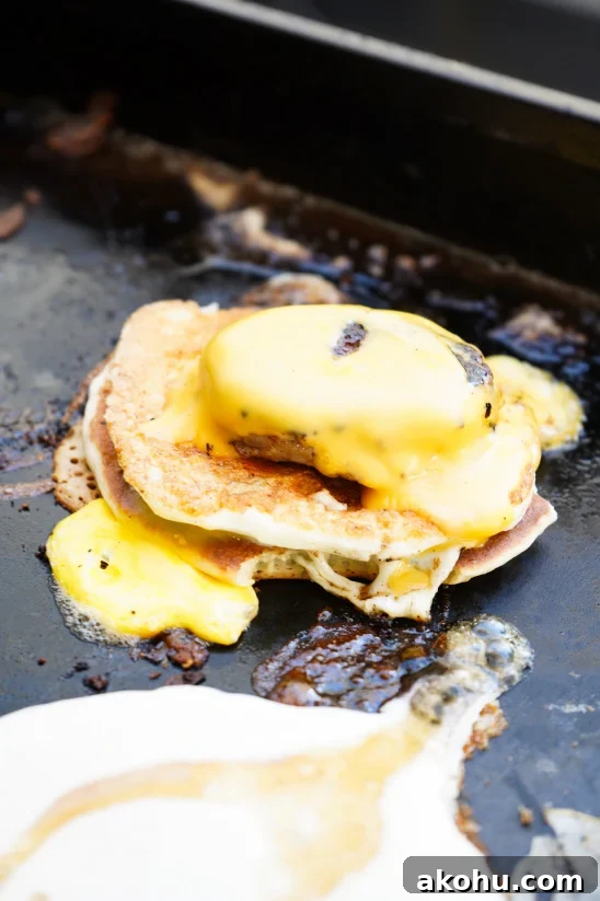 Assembling Homemade McGriddles on the Blackstone