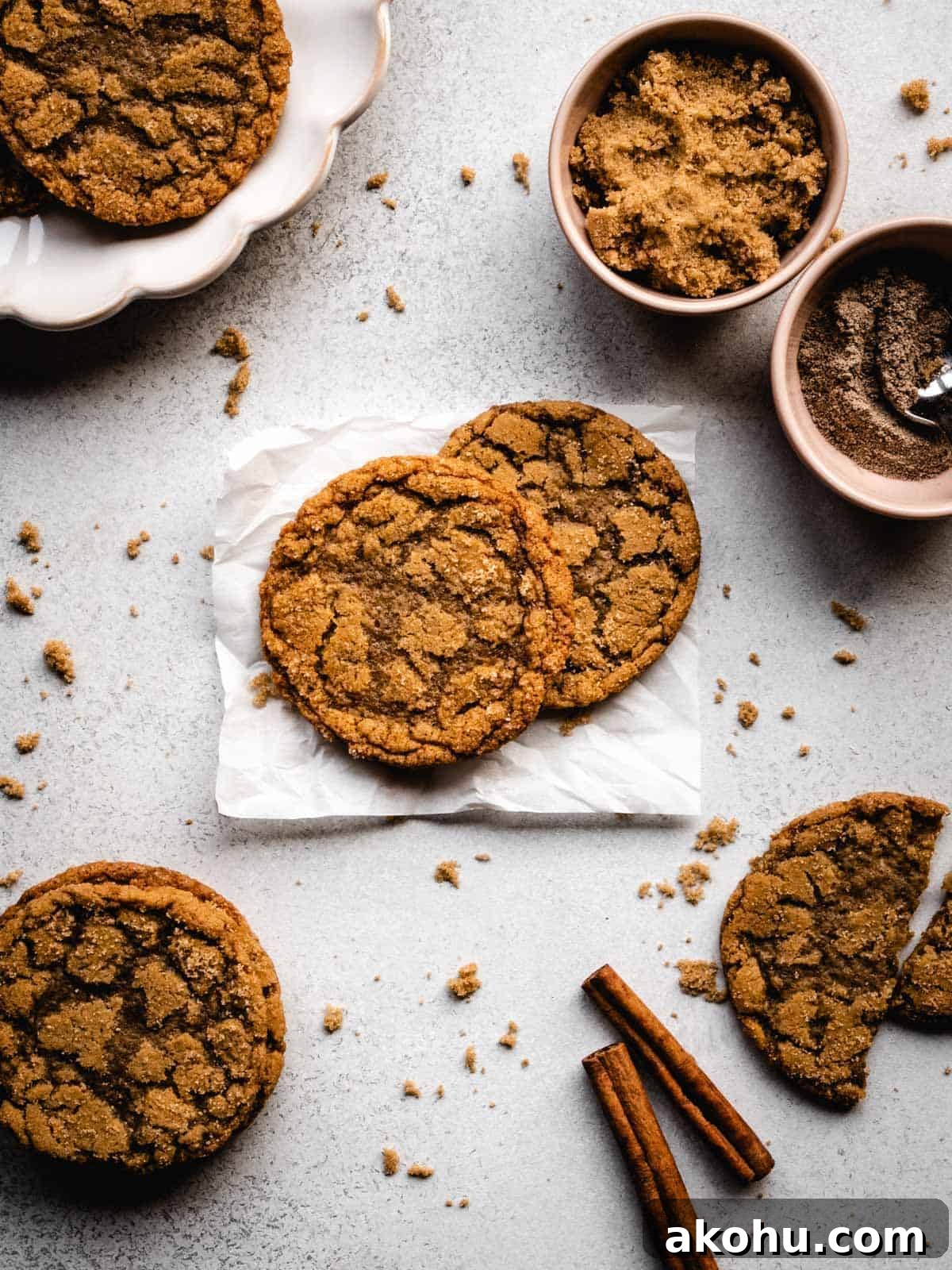 flatly of brown sugar cookies with brown sugar and cinnamon spread around
