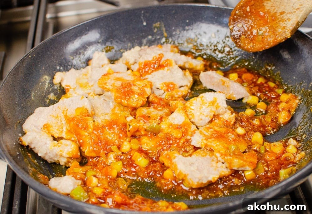 stir all the ingredients together , dissolving the sugar to make our sizzling spicy pork