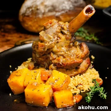 Persian Lamb Shank served with couscous and butternut squash
