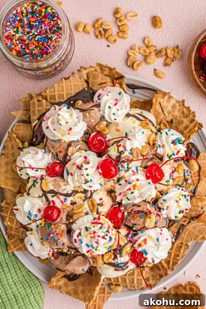 Decadent Ice Cream Nachos Recipe with Toppings and Tips 2 ice cream nachos on a plate