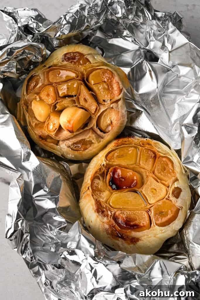 Garlic bread pizza roasted garlic surrounded by aluminum foil