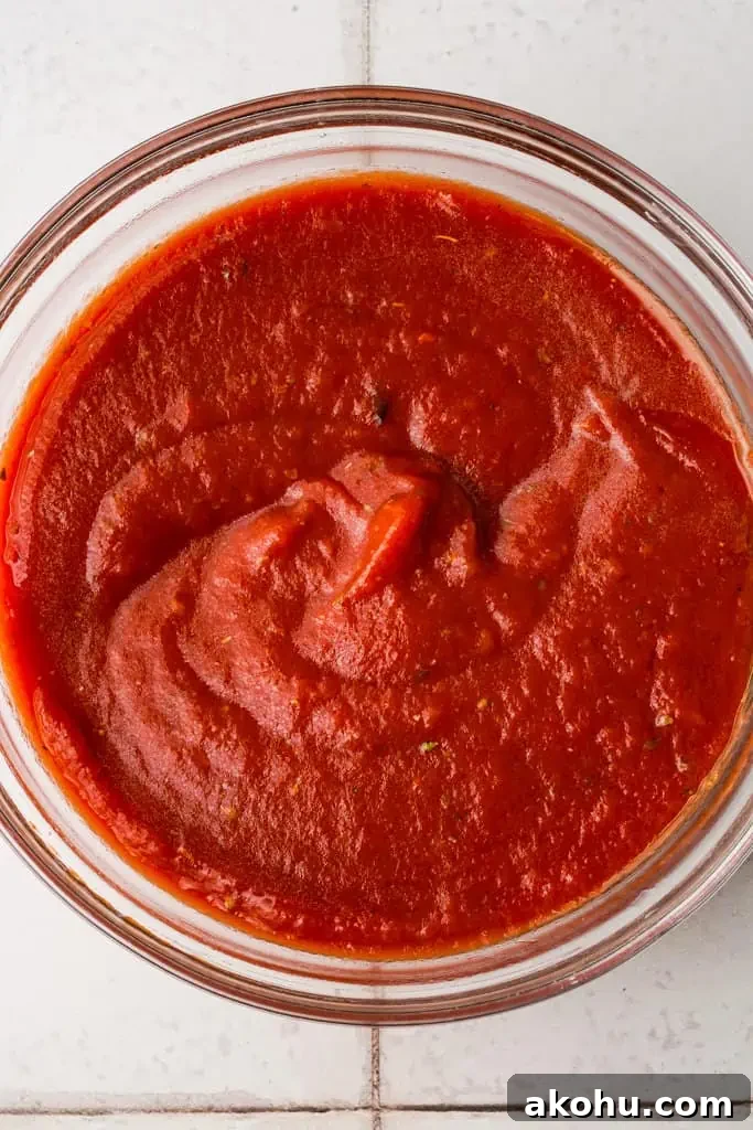 How long to bake French bread pizza a clear bowl full of tomato sauce
