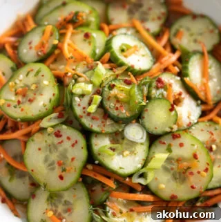 A picture of carrot and cucumber salad