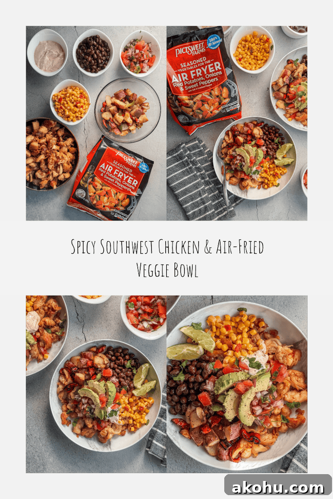 Spicy Southwest Chicken and Air-Fried Vegetable Bowl 6 Veggie Bowl