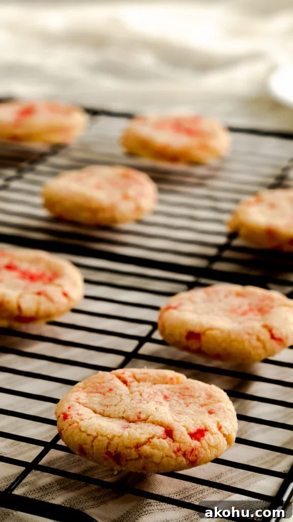 Spicy Red Velvet Cookies: Sweet Heat Recipe 5 Side view of red hot cookies on wire rack.