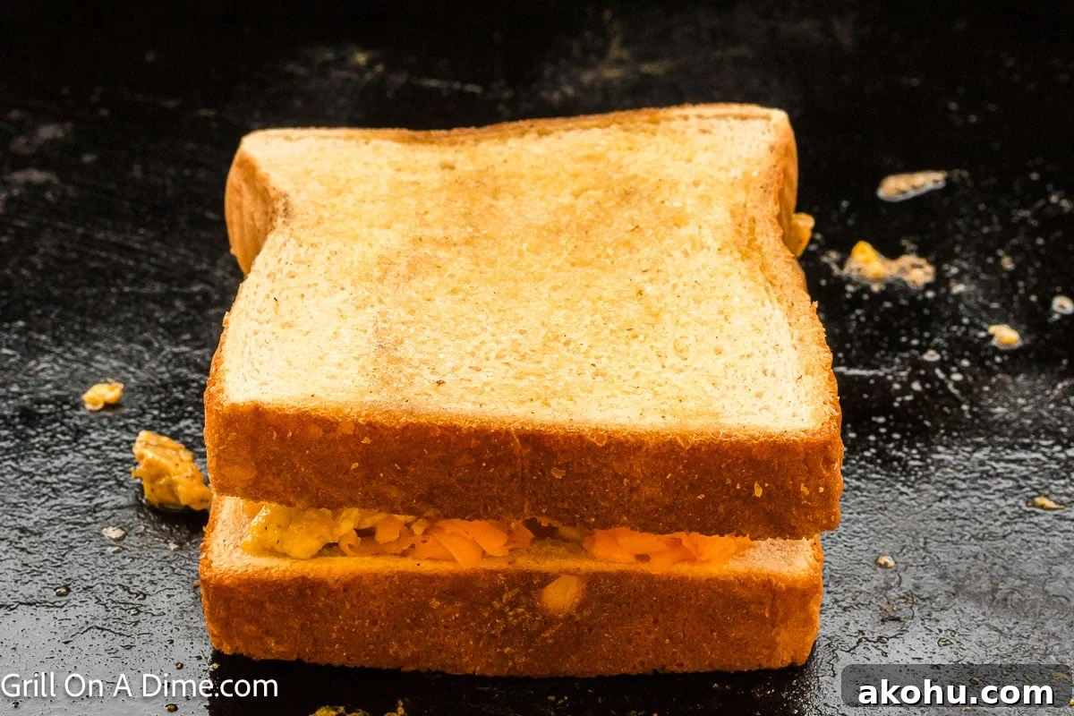 Fluffy Scrambled Egg Sandwich Recipe for Quick Breakfast 7 Scrambled Egg Sandwich on the griddle