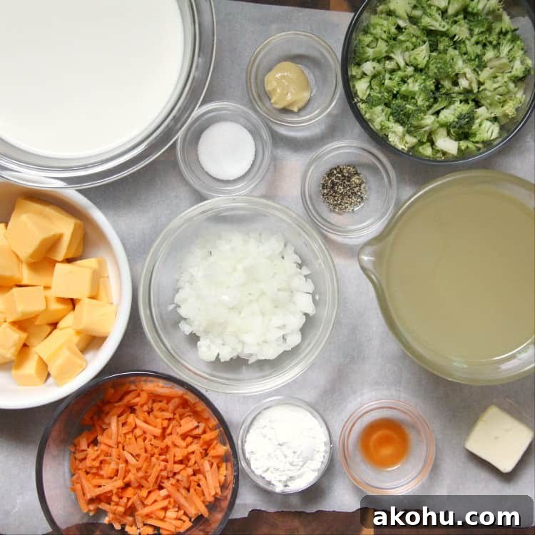 Broccoli Cheddar Soup ingredients 