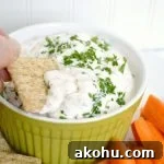 Creamy feta dip on cracker