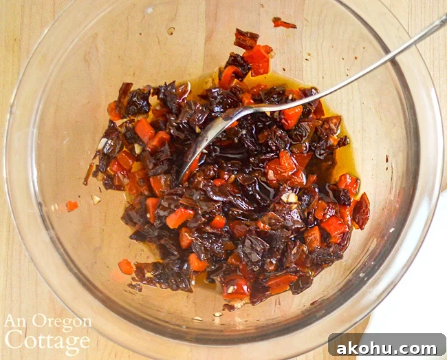 mixing goat cheese appetizer topping