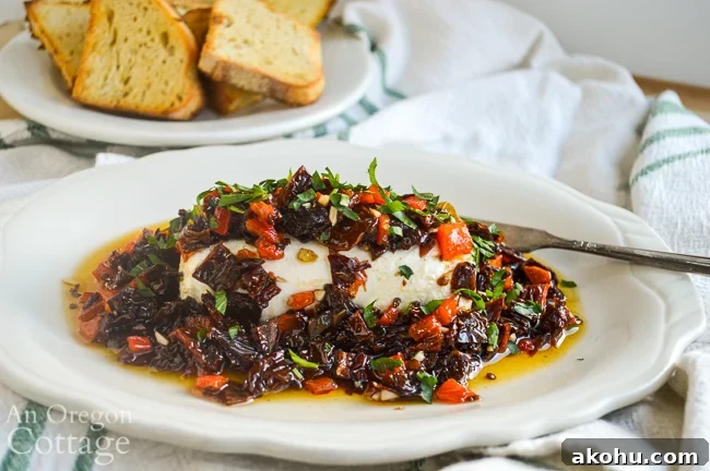 goat cheese with tomatoes and peppers appetizer