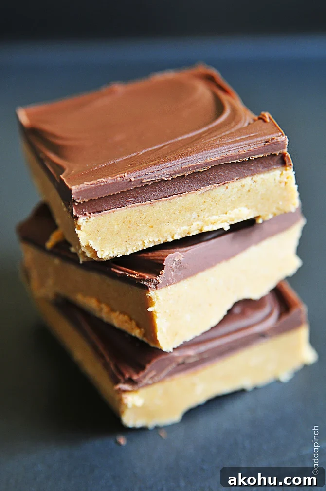 Classic Peanut Butter Bars Recipe with Chocolate Layer 2 Peanut Butter Bars make quick and delicious treats! This no bake peanut butter bars recipe has only 5 ingredients, is ready in less than 30 minutes and makes 20 to 36 bars.