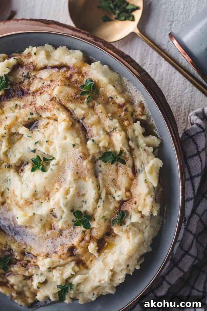 brown butter garlic and herb mashed potatoes