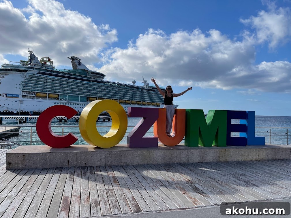 Jen with Cozumel sign